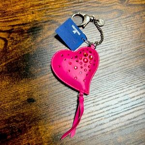 NWT Swarovski heart keychain in fuschia